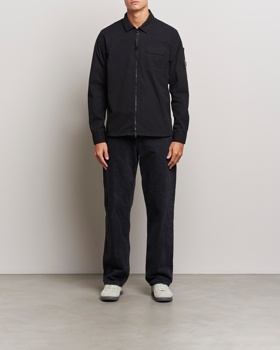 Herren | Hemden | C.P. Company | Garment Dyed Gabardine Zip Shirt Jacket Black