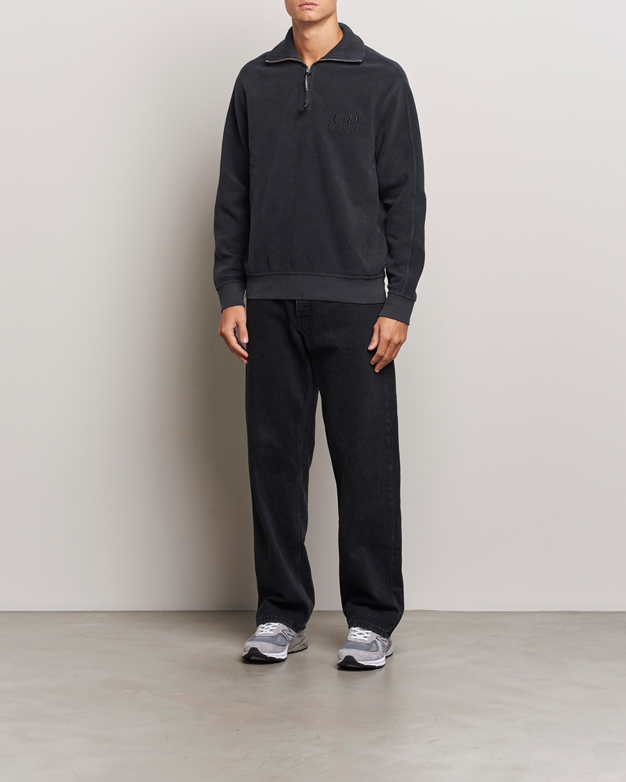 Herren | Pullover | C.P. Company | Brushed Diagonal Fleece Half Zip Grey Black