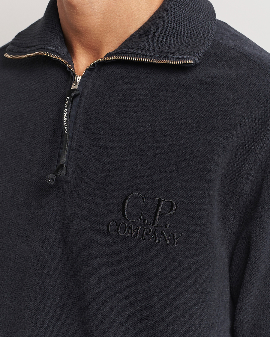 Herren | Pullover | C.P. Company | Brushed Diagonal Fleece Half Zip Grey Black