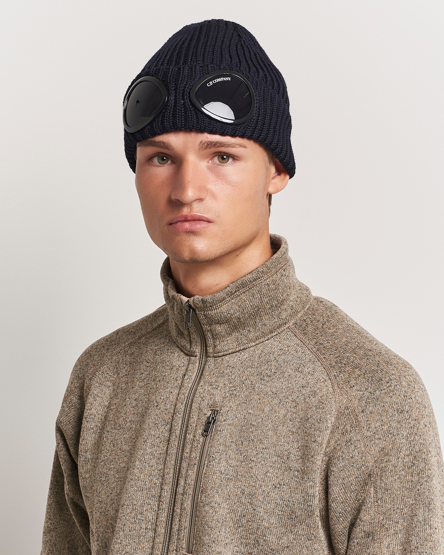 Herren | C.P. Company Knitted Merino Goggle Beanie Navy | C.P. Company | Knitted Merino Goggle Beanie Navy