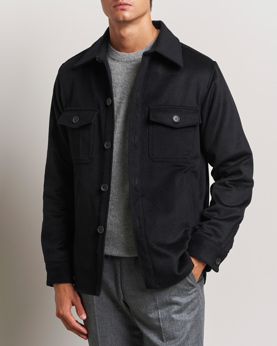 Herren | Jacken | Oscar Jacobson | Maverick Wool/Cashmere Shirt Jacket Black