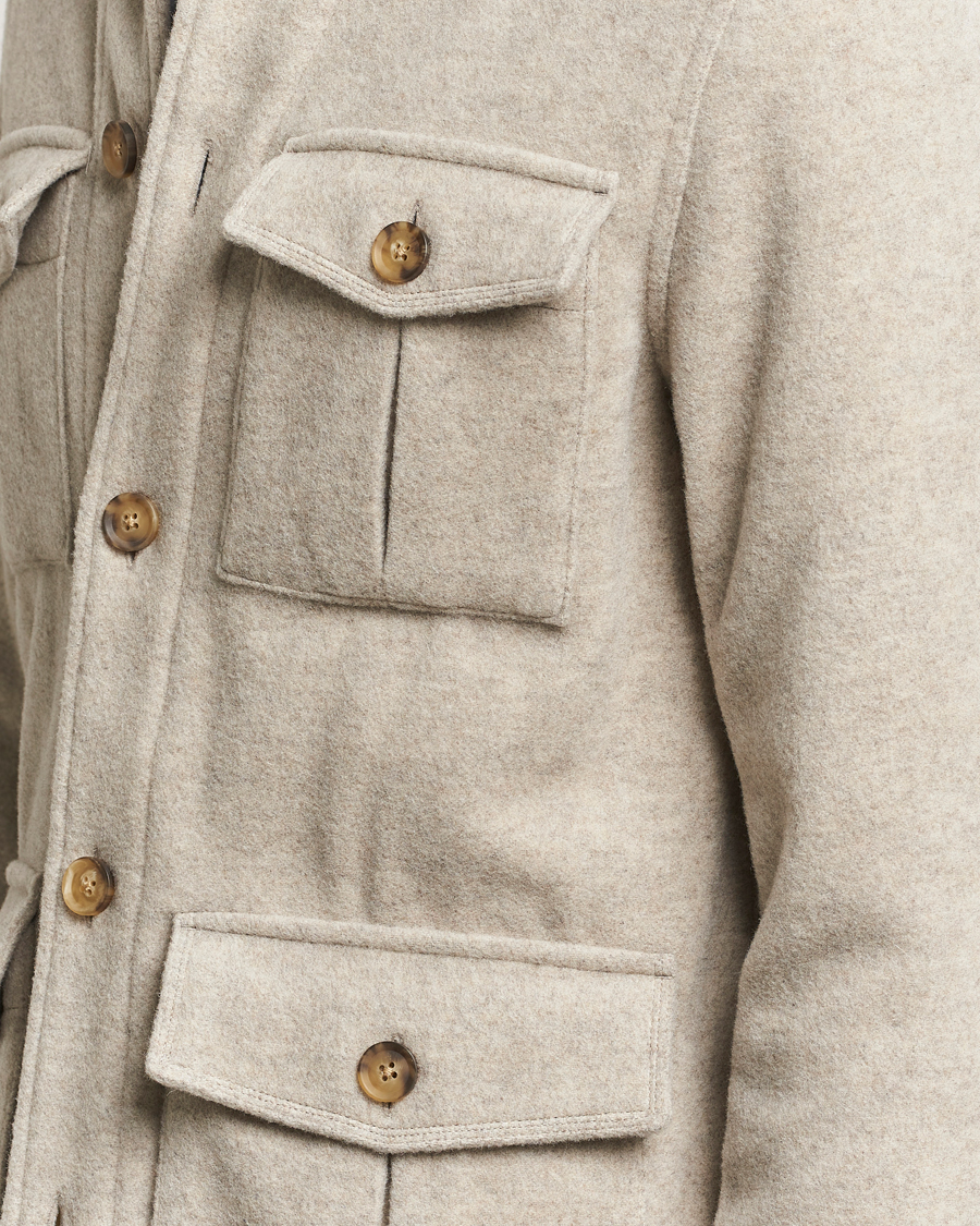 Herren | Jacken | Oscar Jacobson | Safari Wool Shirt Jacket Beige