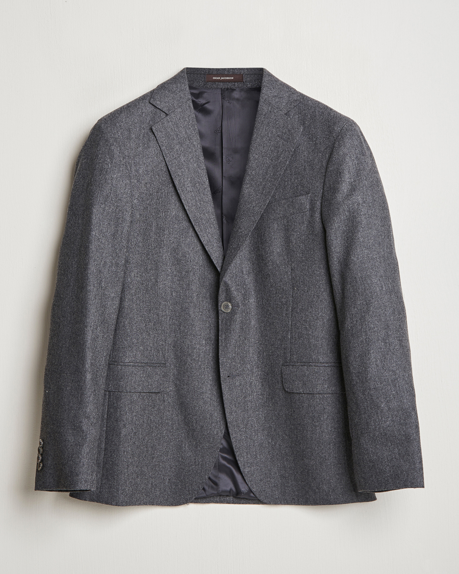 Herren | Sakkos | Oscar Jacobson | Fogerty Flannel Blazer Dark Grey