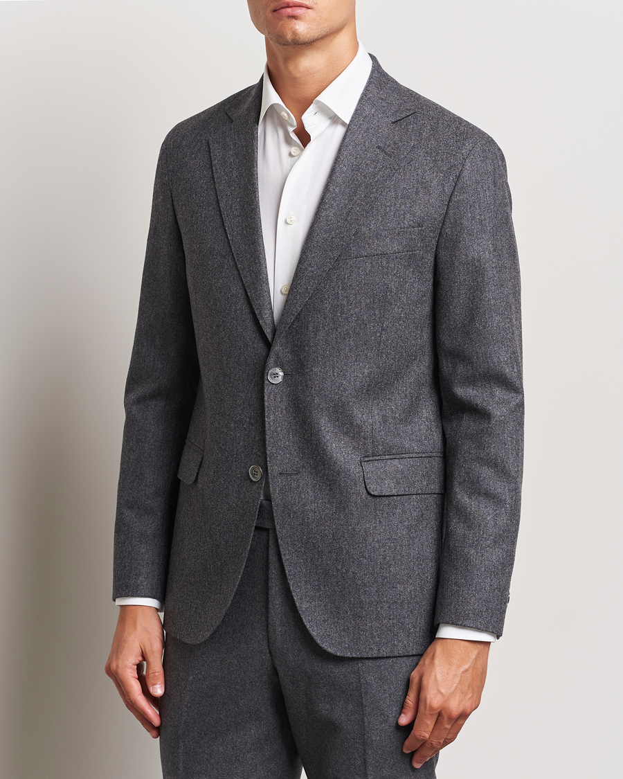 Herren | Sakkos | Oscar Jacobson | Fogerty Flannel Blazer Dark Grey