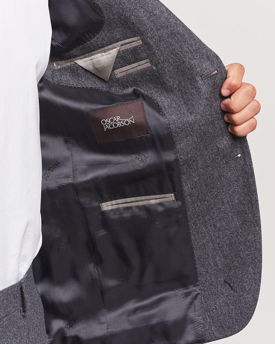 Herren | Sakkos | Oscar Jacobson | Fogerty Flannel Blazer Dark Grey