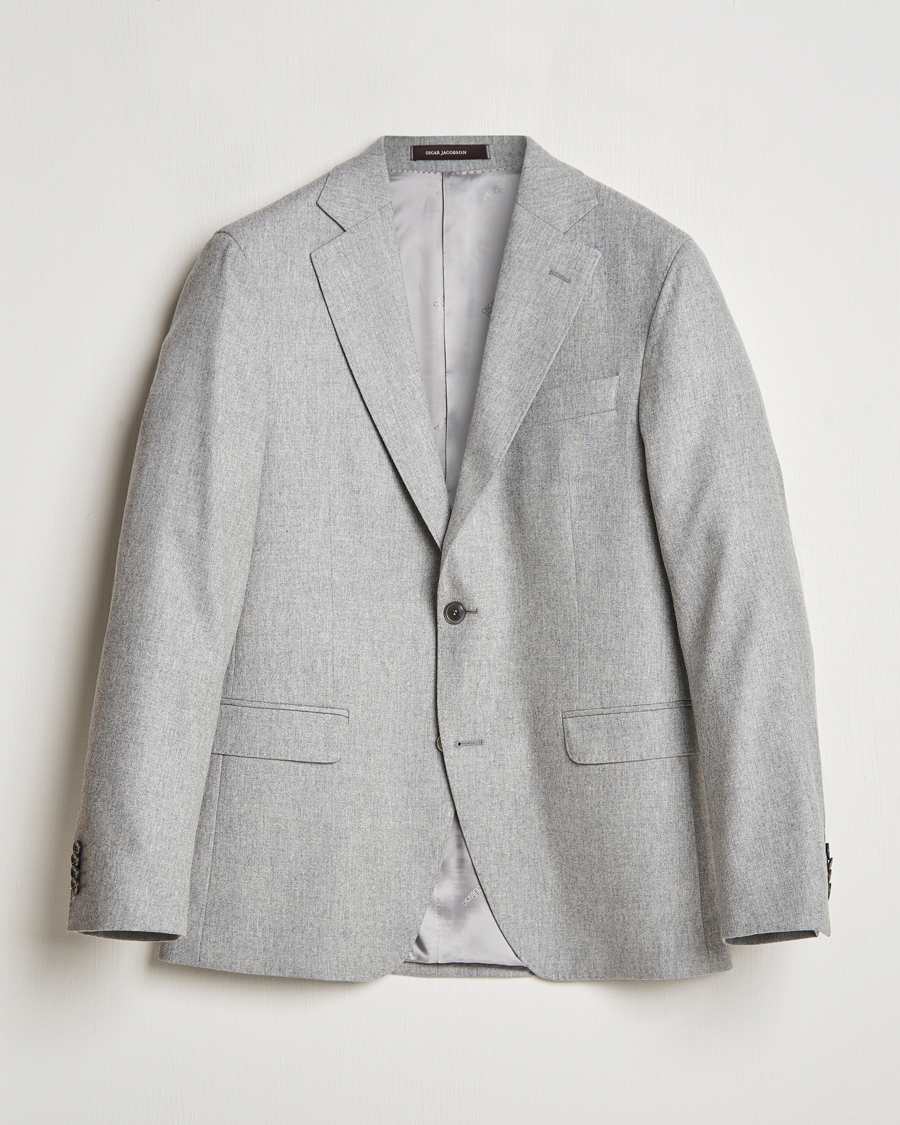 Herren | Sakkos | Oscar Jacobson | Fogerty Flannel Blazer Light Grey