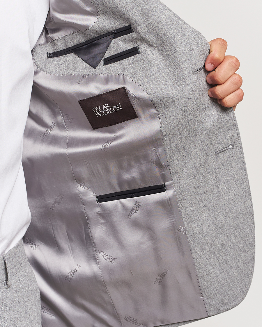 Herren | Sakkos | Oscar Jacobson | Fogerty Flannel Blazer Light Grey