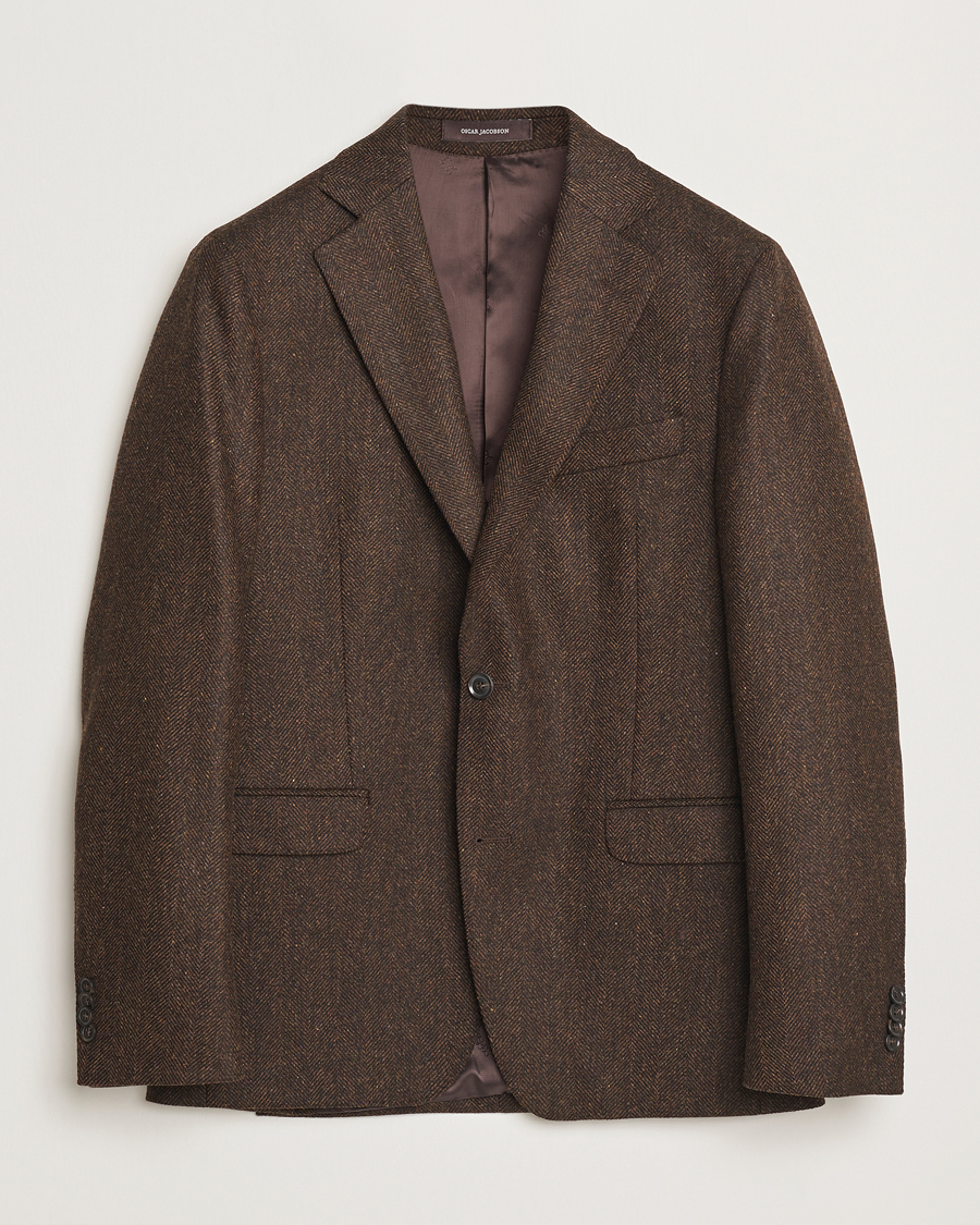 Herren | Sakkos | Oscar Jacobson | Fogerty Moon Herringbone Tweed Blazer Brown