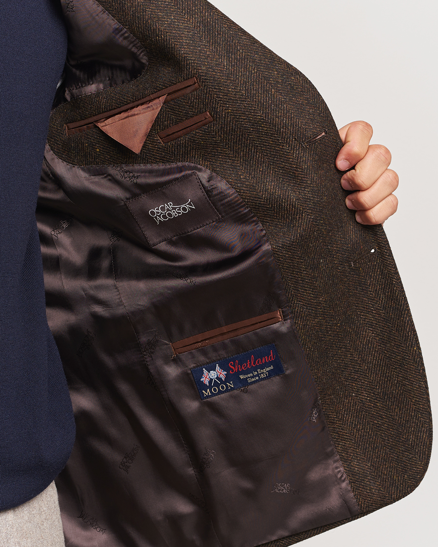 Herren | Sakkos | Oscar Jacobson | Fogerty Moon Herringbone Tweed Blazer Brown