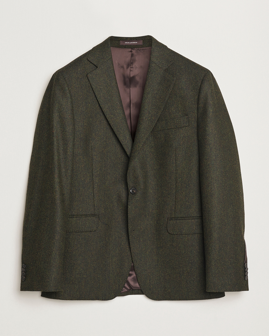 Herren | Sakkos | Oscar Jacobson | Fogerty Moon Herringbone Tweed Blazer Green