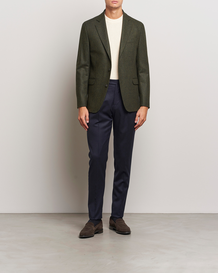 Herren | Sakkos | Oscar Jacobson | Fogerty Moon Herringbone Tweed Blazer Green