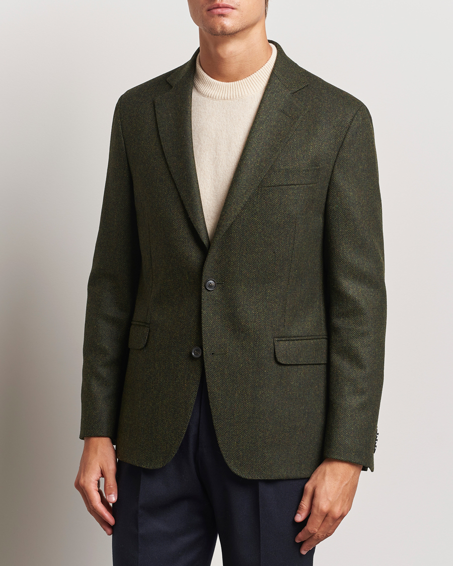 Herren | Sakkos | Oscar Jacobson | Fogerty Moon Herringbone Tweed Blazer Green