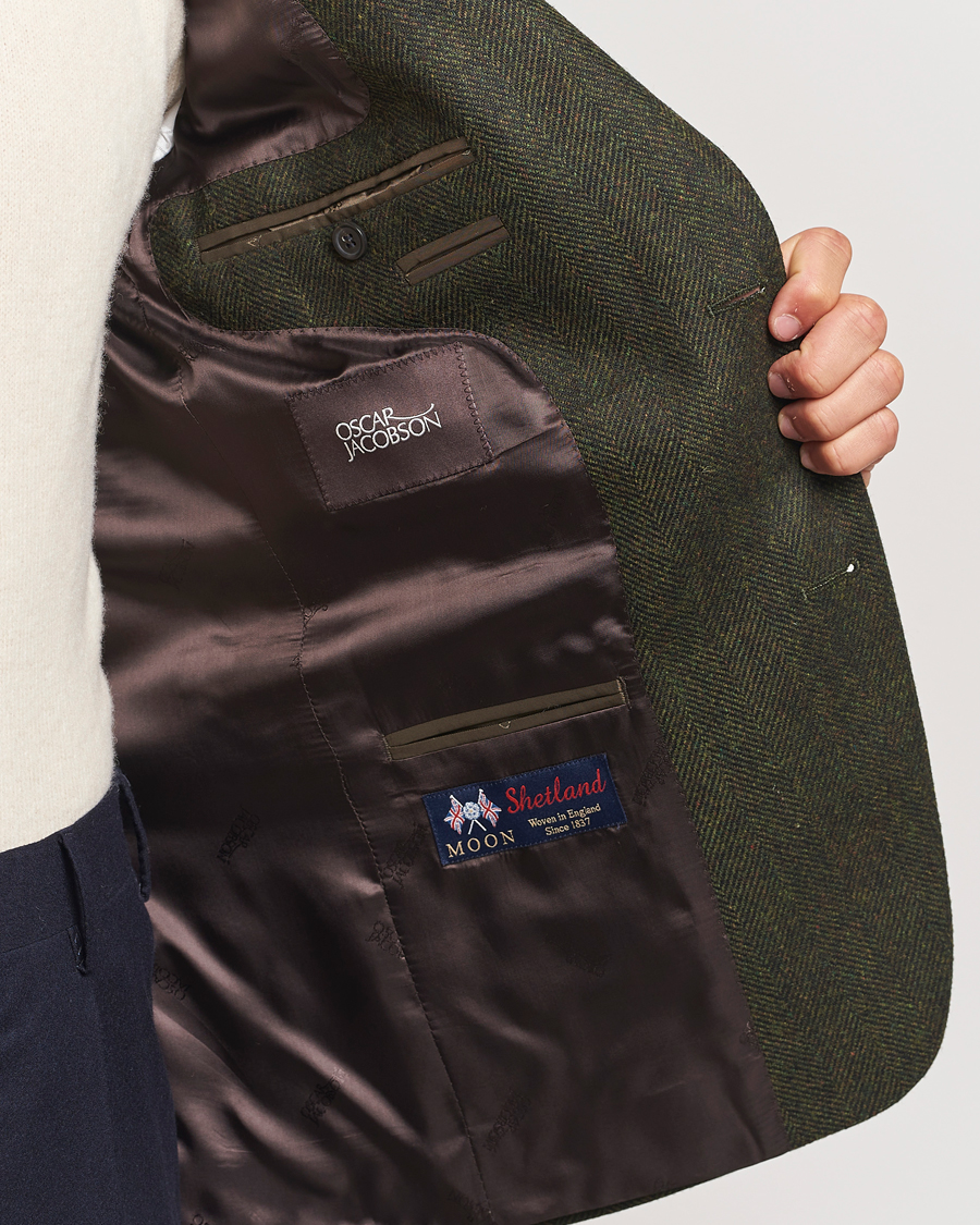 Herren | Sakkos | Oscar Jacobson | Fogerty Moon Herringbone Tweed Blazer Green