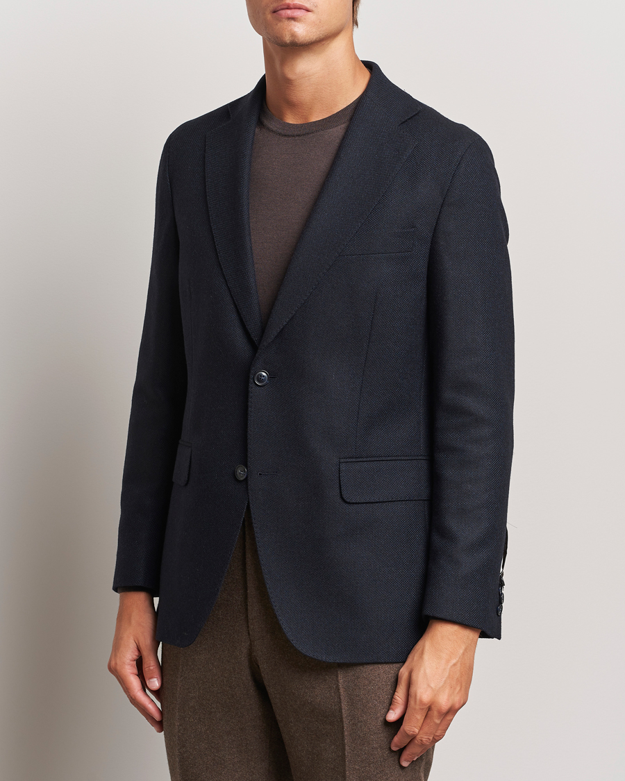 Herren | Sakkos | Oscar Jacobson | Fogerty Wool Hopsack Blazer Navy