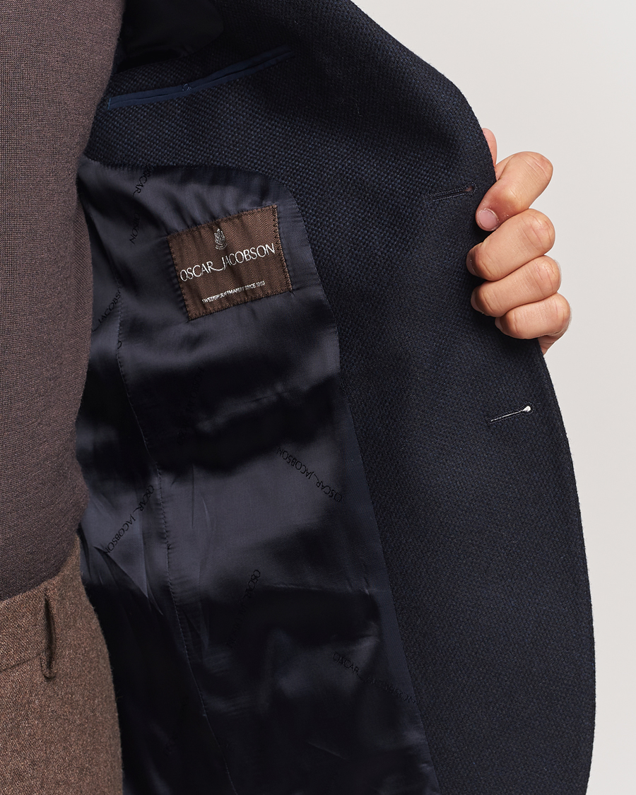 Herren | Sakkos | Oscar Jacobson | Fogerty Wool Hopsack Blazer Navy