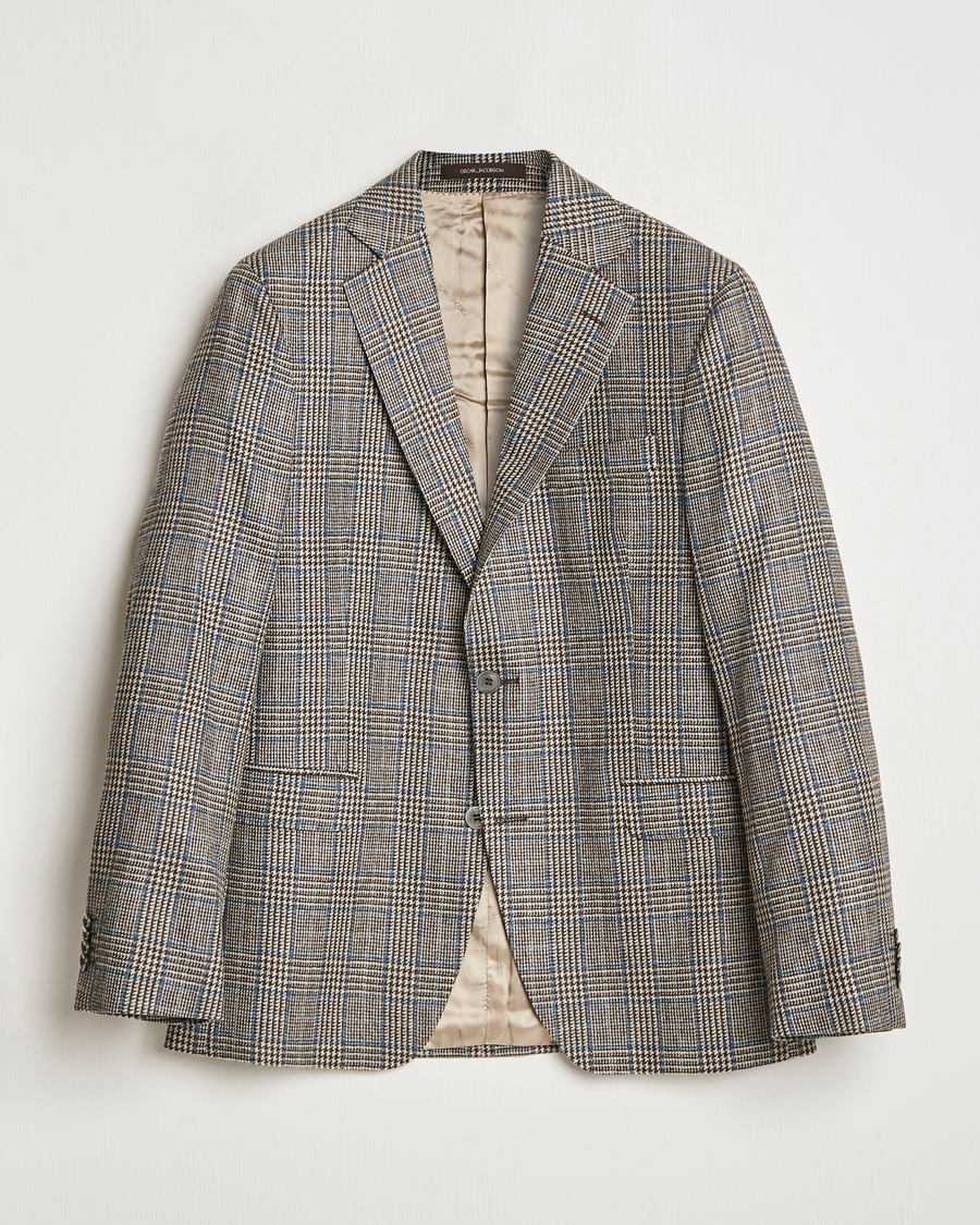 Herren | Sakkos | Oscar Jacobson | Fogerty Prince of Wales Wool Blazer Beige