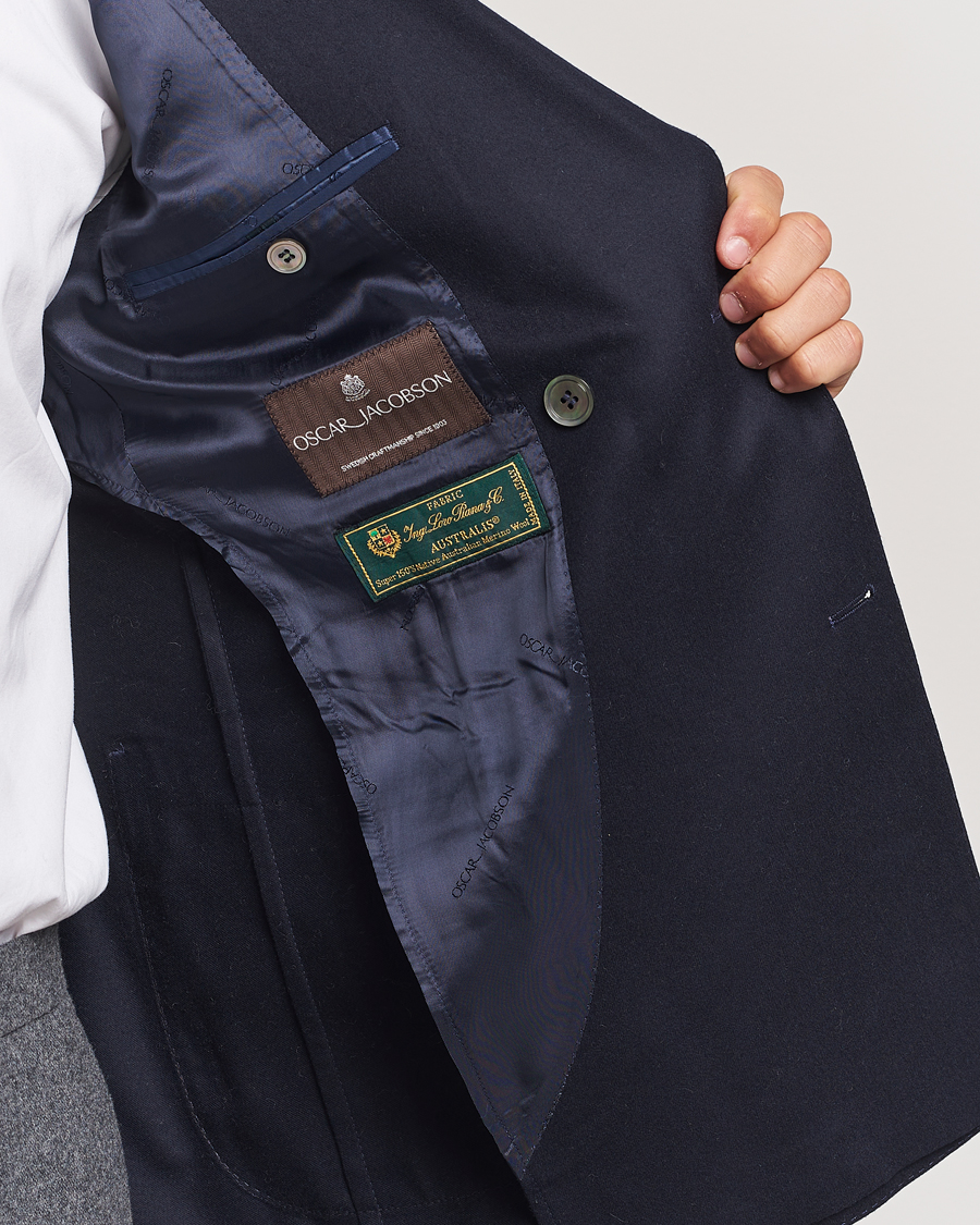 Herren | Sakkos | Oscar Jacobson | Farris DB Super 150's Loro Piana Wool Blazer Navy