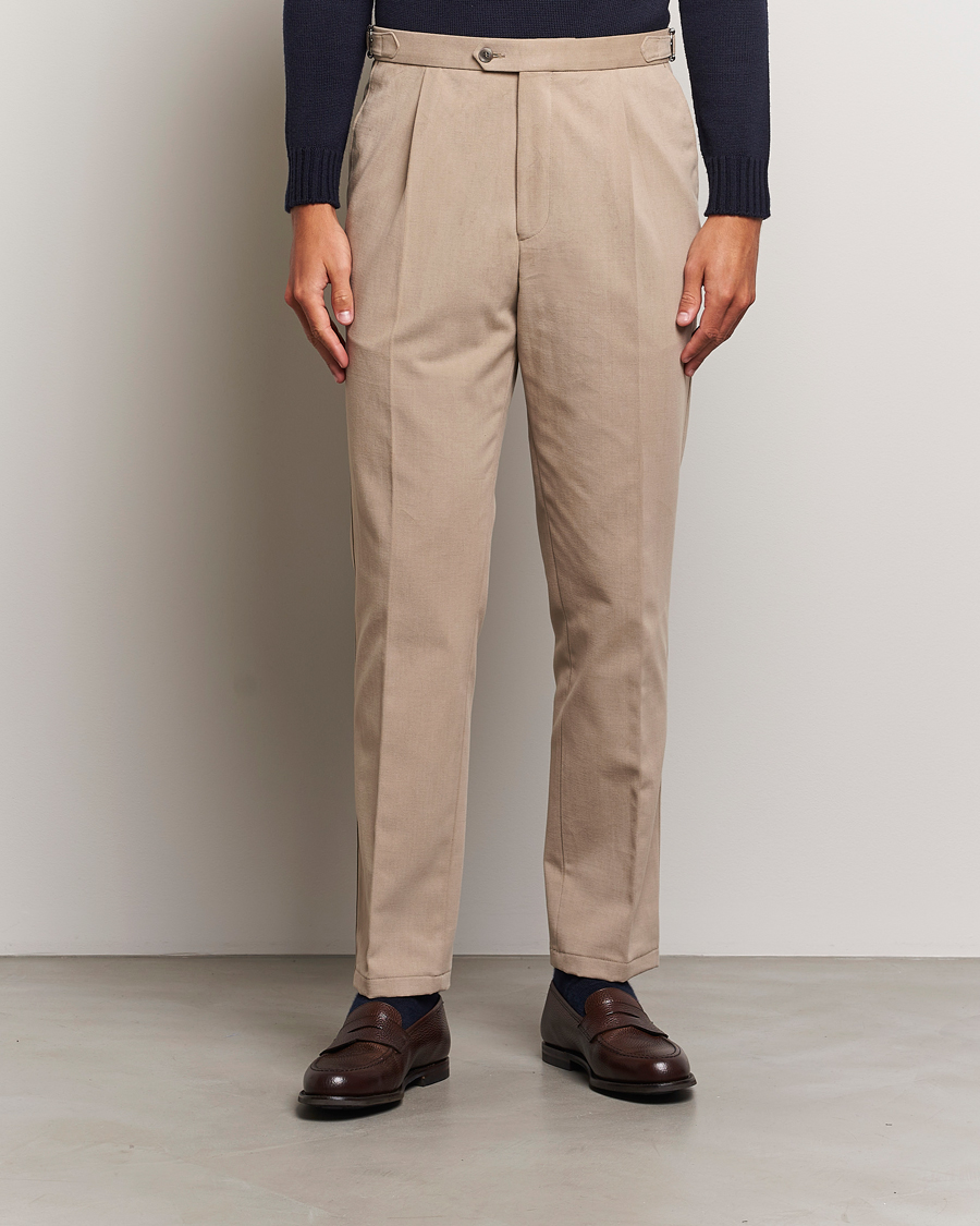 Herren | Hosen | Oscar Jacobson | Delon Brushed Cotton Trousers Beige