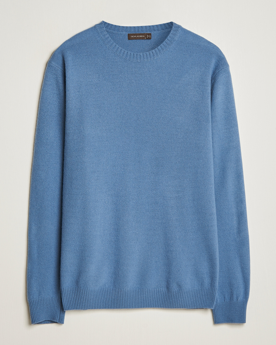 Herren | Pullover | Oscar Jacobson | Valter Wool/Cashmere Round Neck Blue