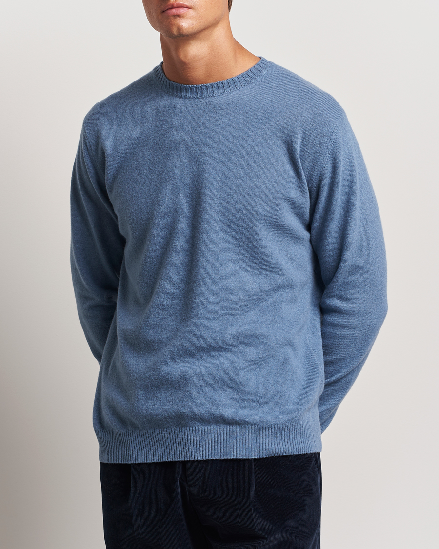 Herren | Pullover | Oscar Jacobson | Valter Wool/Cashmere Round Neck Blue