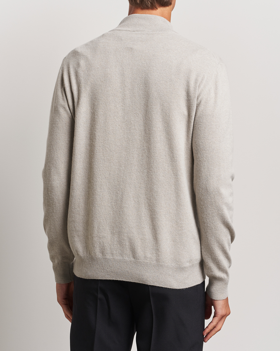 Herren | Pullover | Oscar Jacobson | Patton Wool/Cashmere Half Zip Light Beige