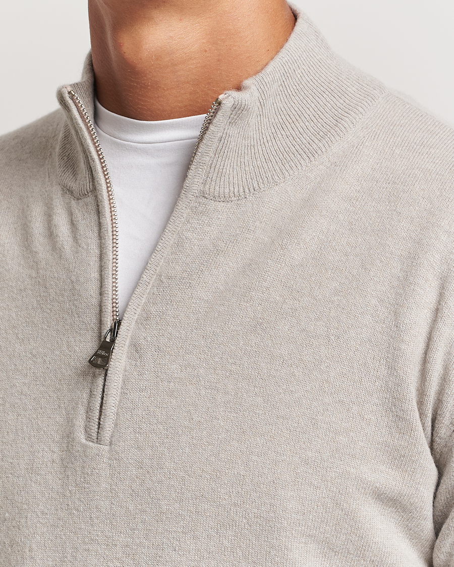 Herren | Pullover | Oscar Jacobson | Patton Wool/Cashmere Half Zip Light Beige