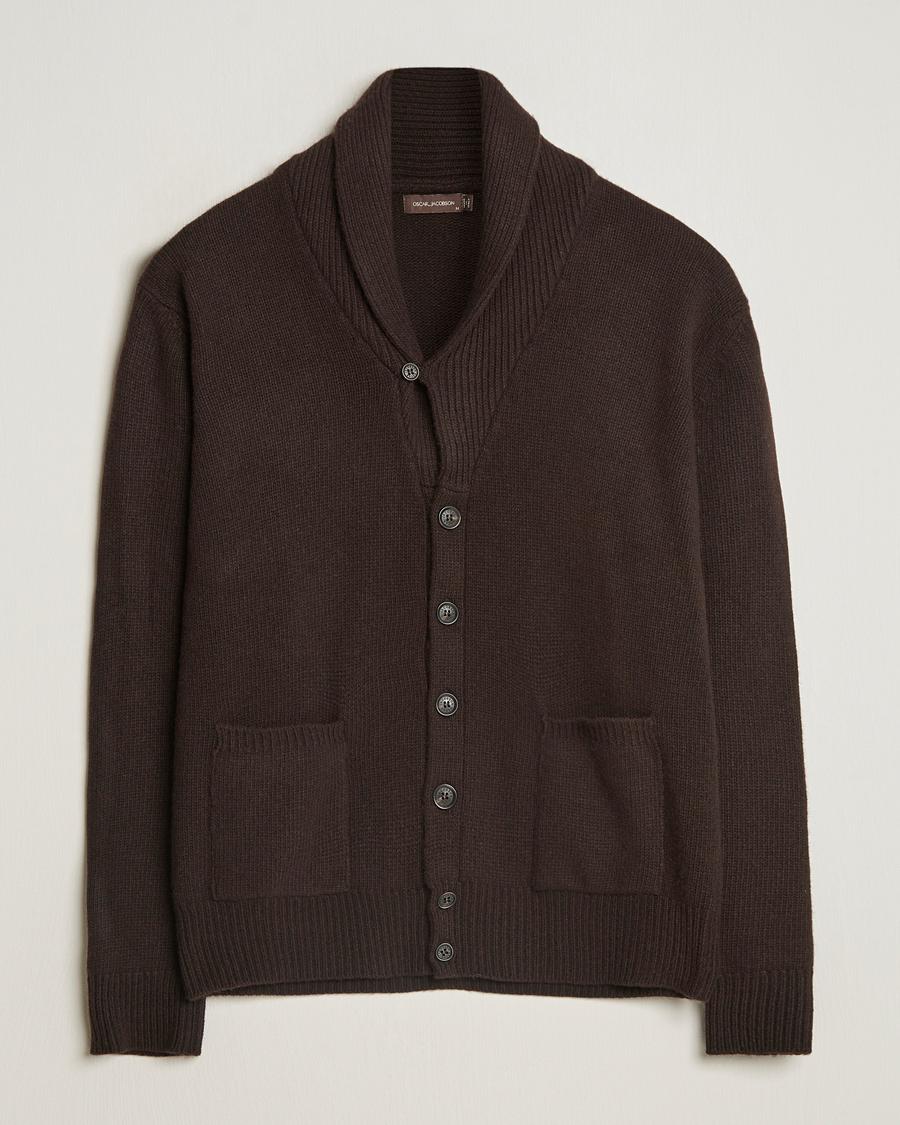Herren | Pullover | Oscar Jacobson | Aspen Heavy Knitted Cardigan Brown