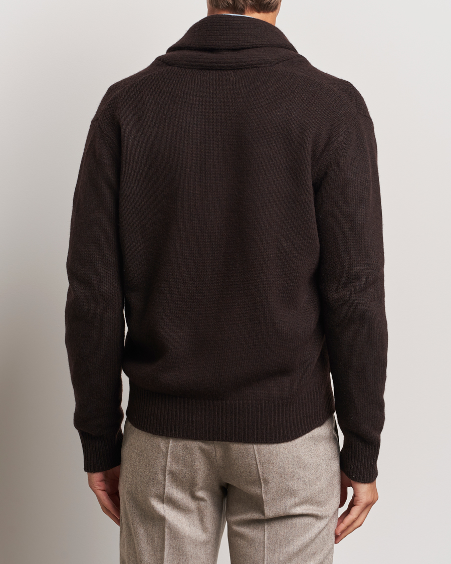 Herren | Pullover | Oscar Jacobson | Aspen Heavy Knitted Cardigan Brown
