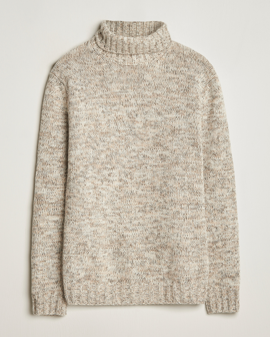 Herren | Pullover | Oscar Jacobson | Mika Heavy Knitted Merino Rollneck Beige