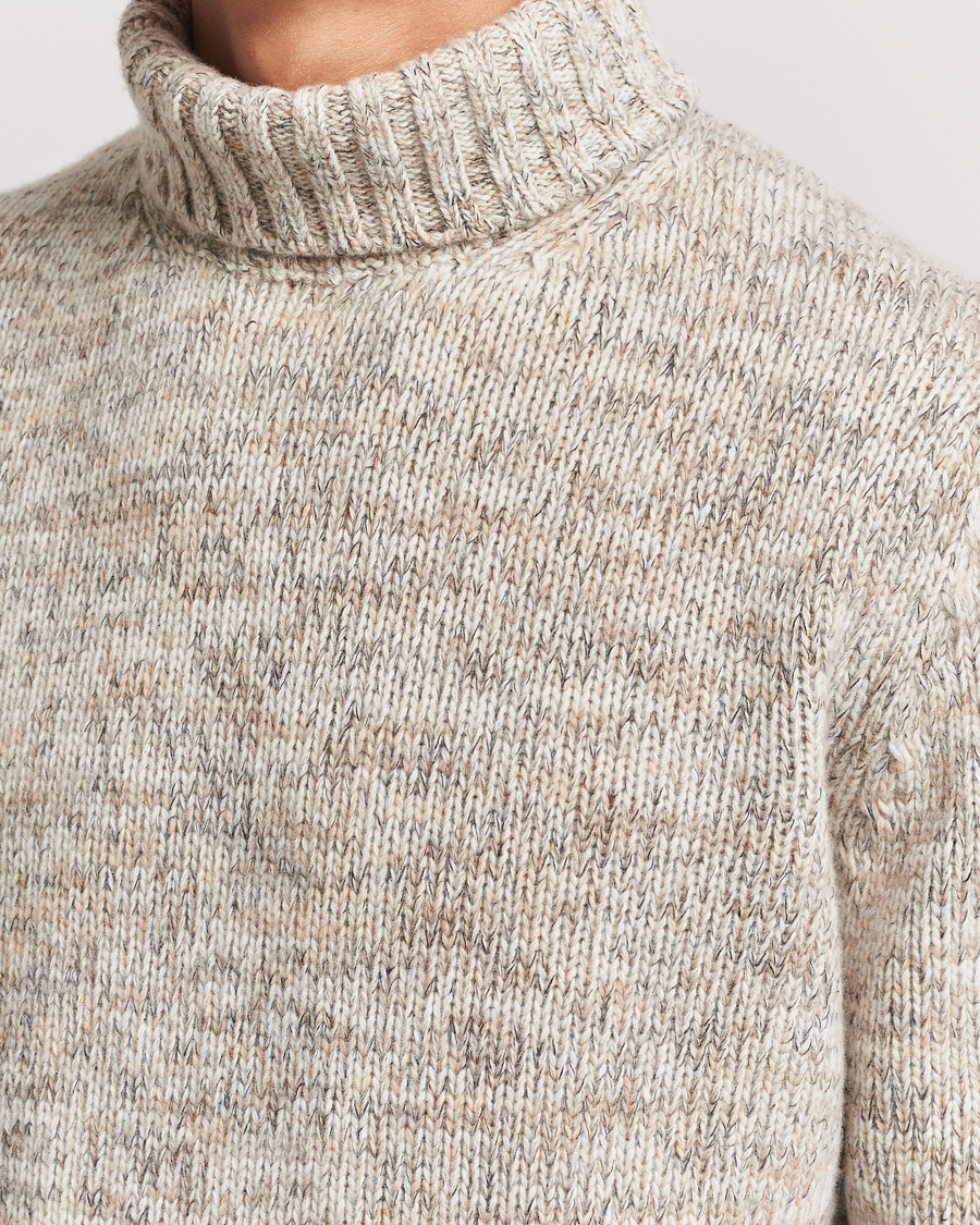 Herren | Pullover | Oscar Jacobson | Mika Heavy Knitted Merino Rollneck Beige