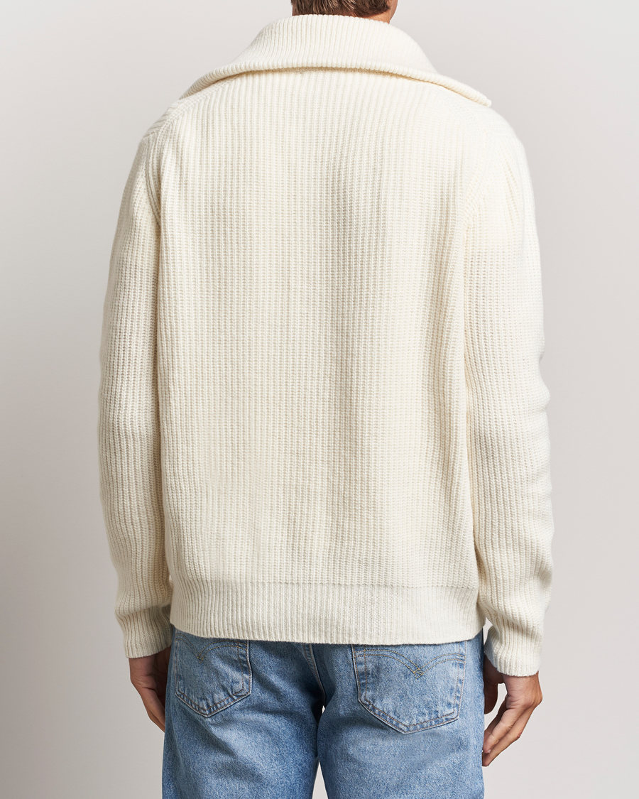Herren | Pullover | Oscar Jacobson | Mauritz Heavy Knitted Half Zip White
