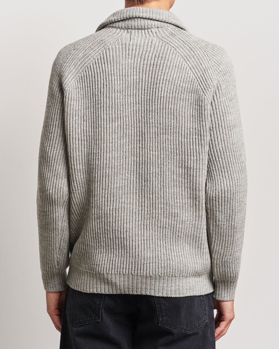 Herren | Pullover | Peregrine | Ford Knitted Wool Half Zip Light Grey