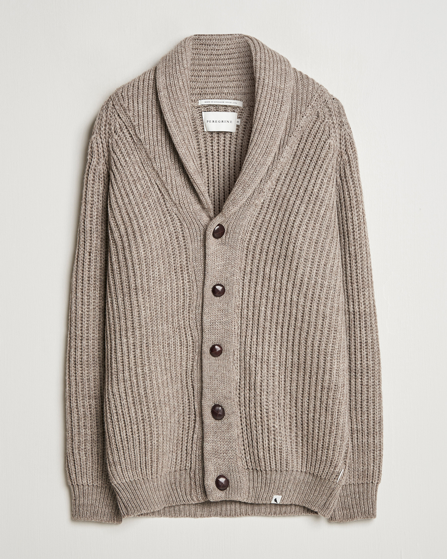Herren | Pullover | Peregrine | Wilkinson Ribbed Wool Cardigan Light Brown