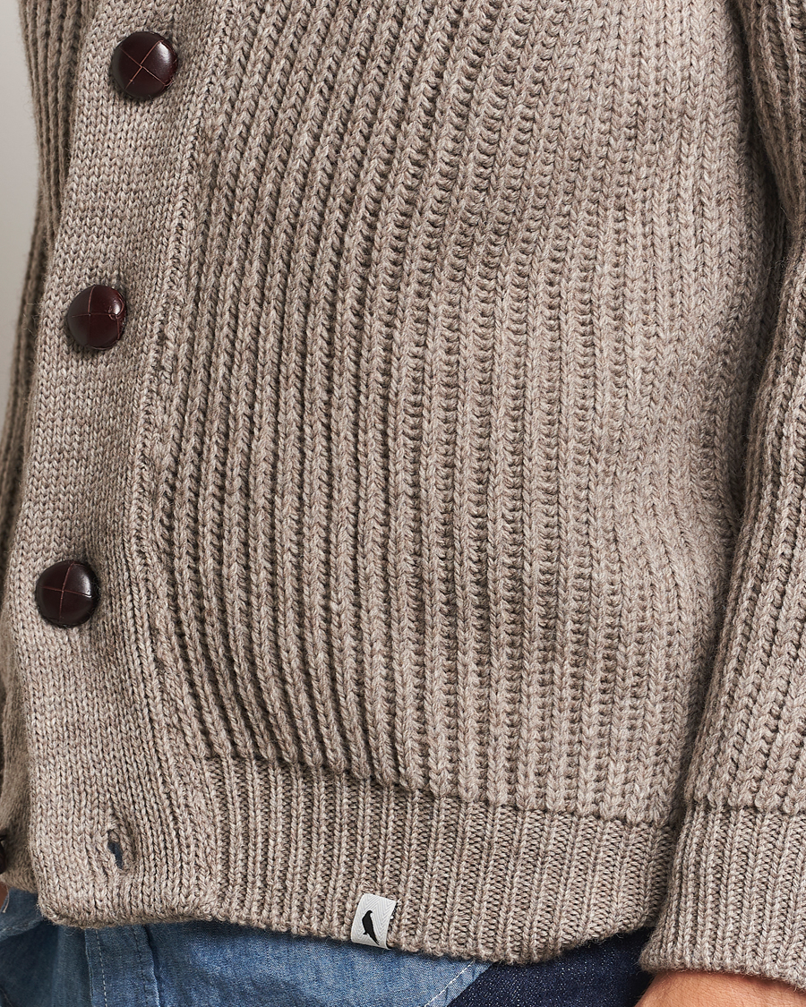 Herren | Pullover | Peregrine | Wilkinson Ribbed Wool Cardigan Light Brown