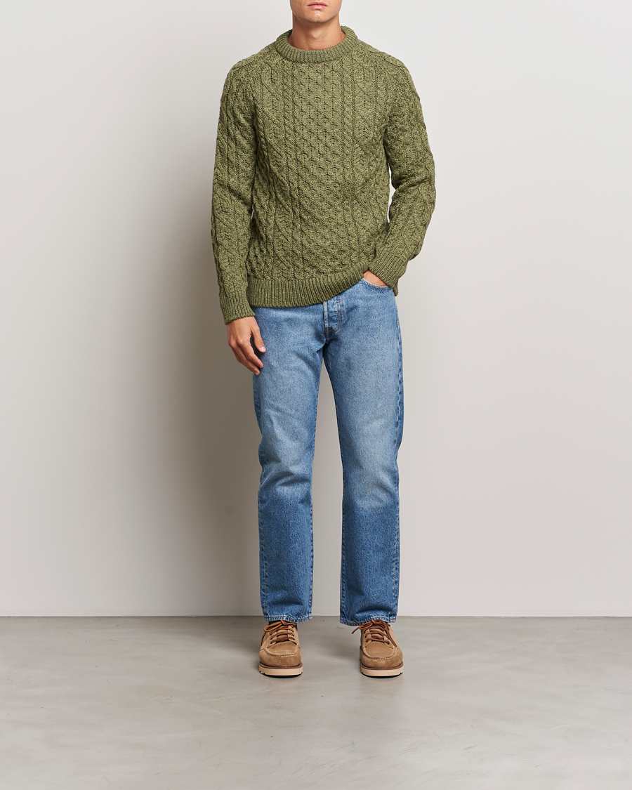 Herren | Pullover | Peregrine | Hudson Wool Aran Knitted Jumper Apple
