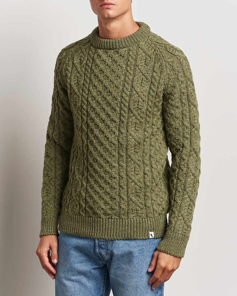 Herren | Pullover | Peregrine | Hudson Wool Aran Knitted Jumper Apple