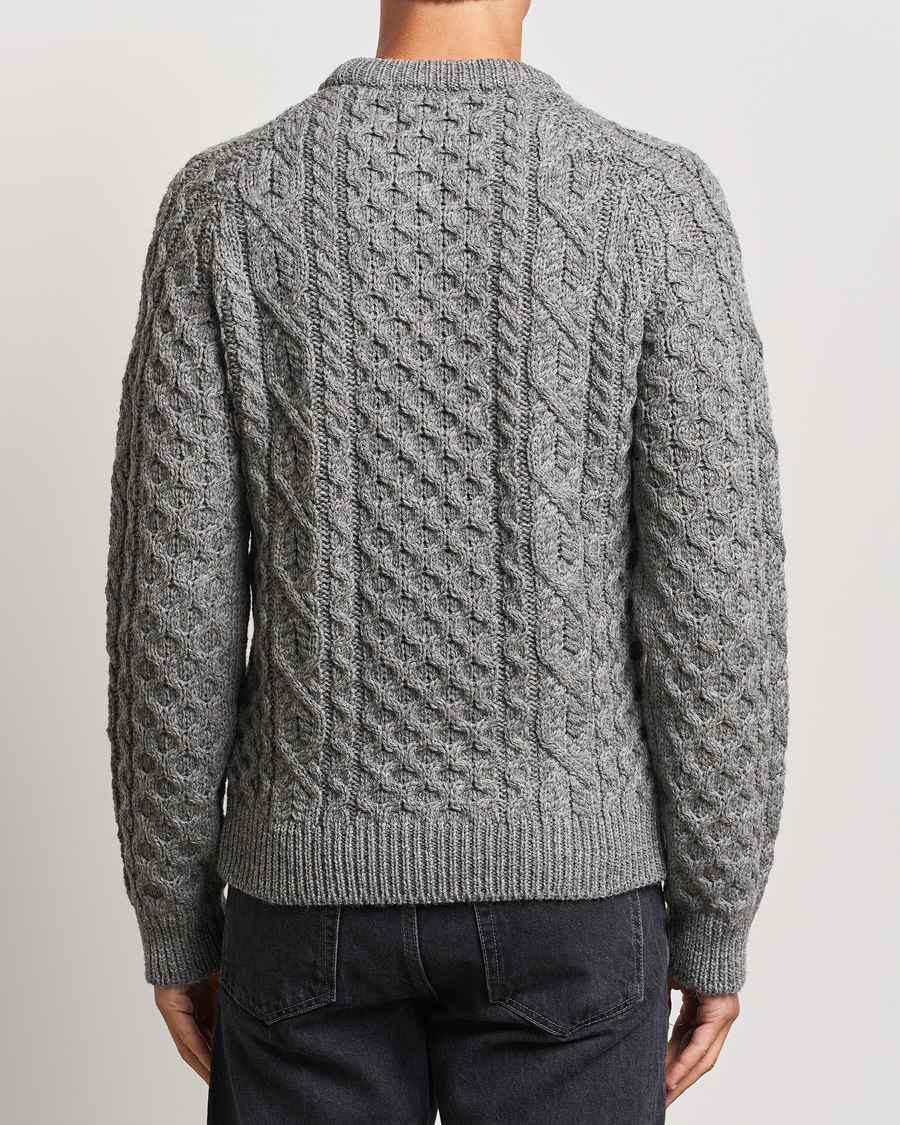 Herren | Pullover | Peregrine | Hudson Wool Aran Knitted Jumper Steel