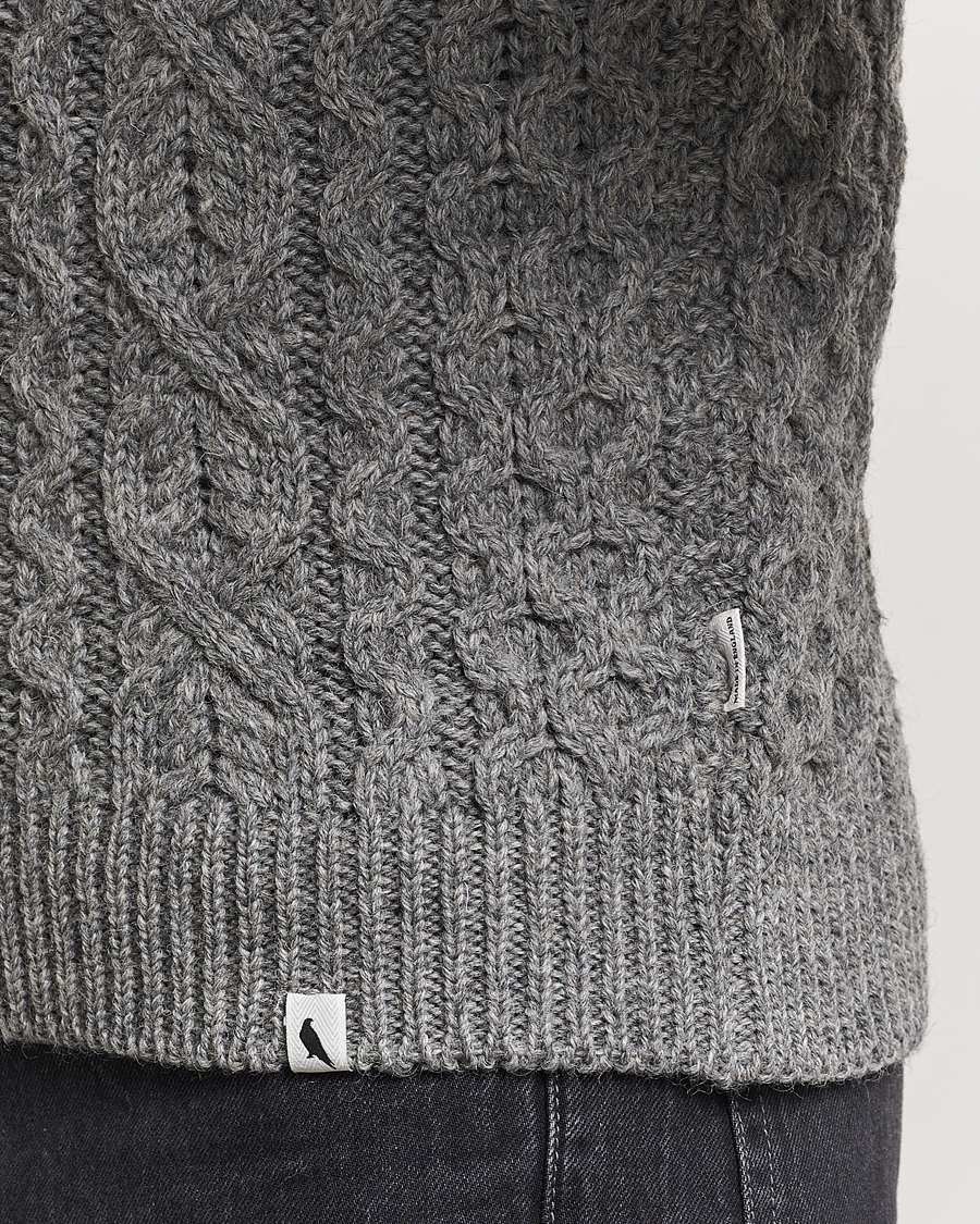 Herren | Pullover | Peregrine | Hudson Wool Aran Knitted Jumper Steel