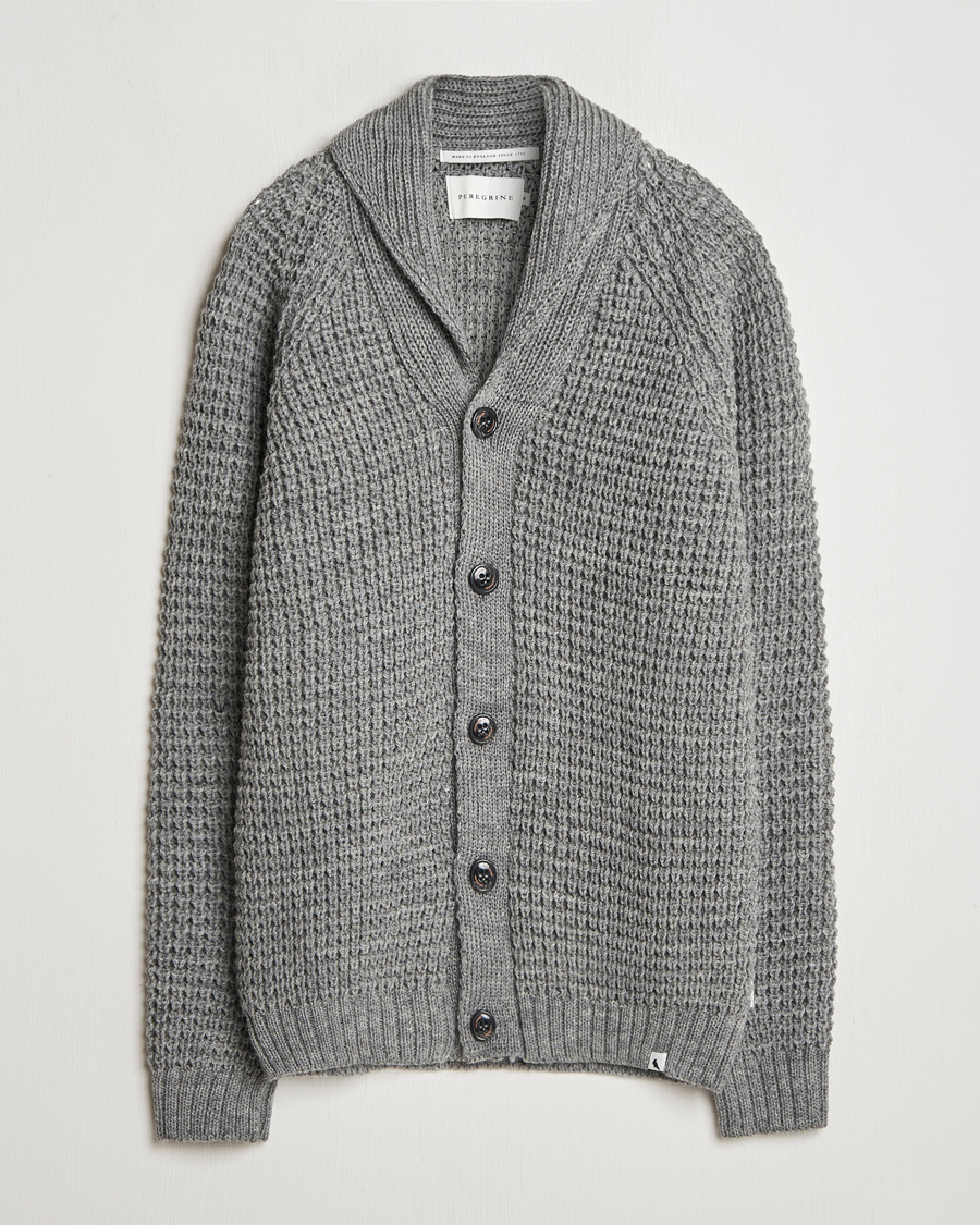 Herren | Pullover | Peregrine | Waffle Wool Shawl Cardigan Steel