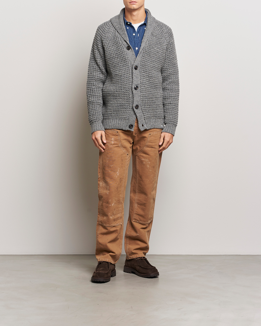 Herren | Pullover | Peregrine | Waffle Wool Shawl Cardigan Steel