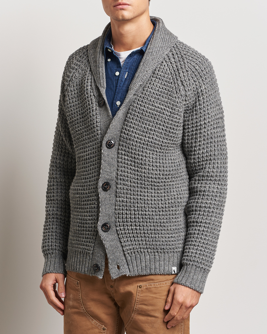 Herren | Pullover | Peregrine | Waffle Wool Shawl Cardigan Steel
