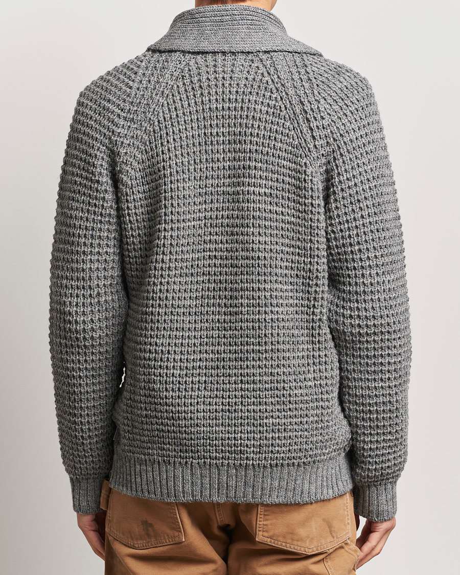 Herren | Pullover | Peregrine | Waffle Wool Shawl Cardigan Steel
