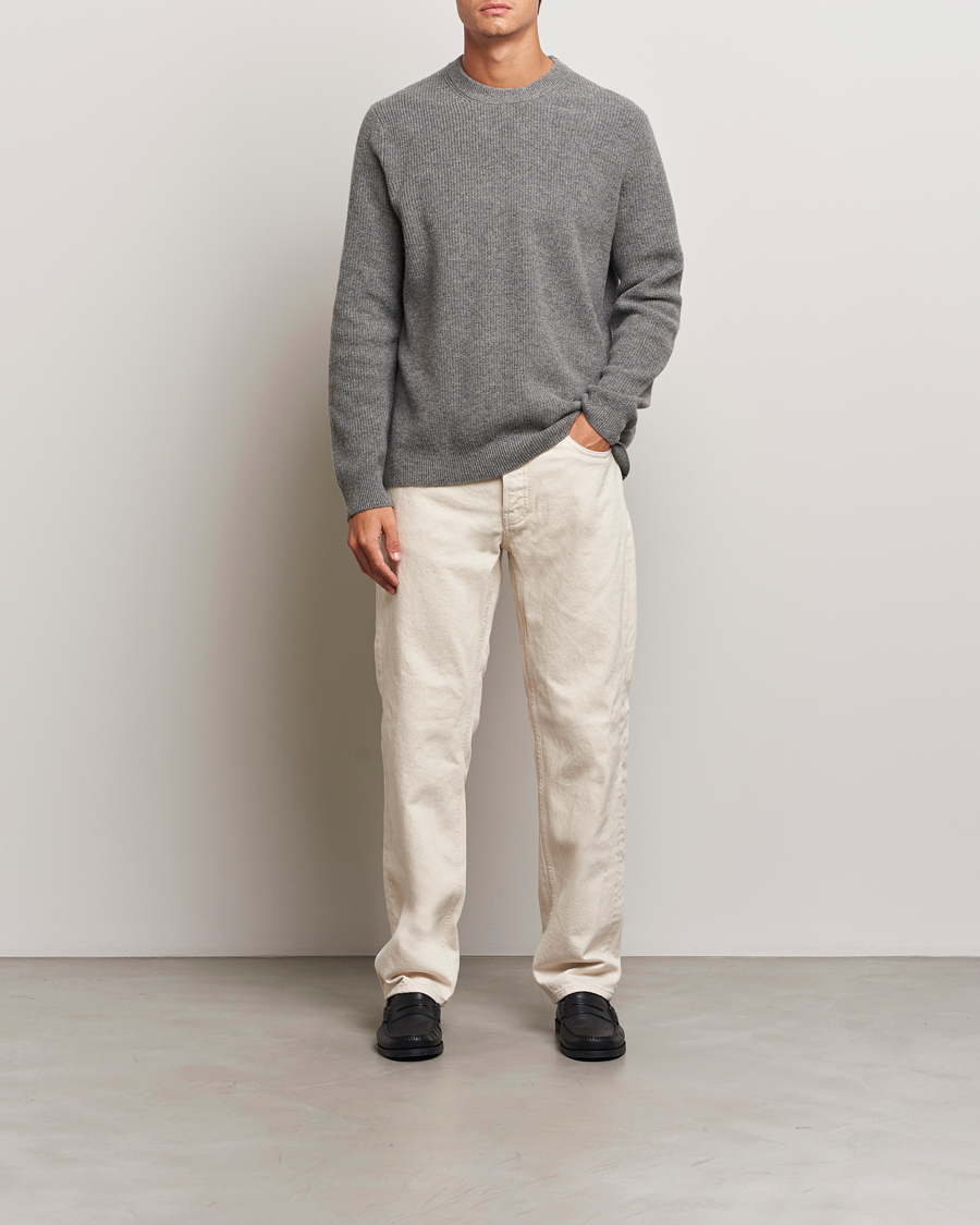 Herren | Pullover | Samsøe Samsøe | Isaks Knitted Crew Neck Dark Grey Melange