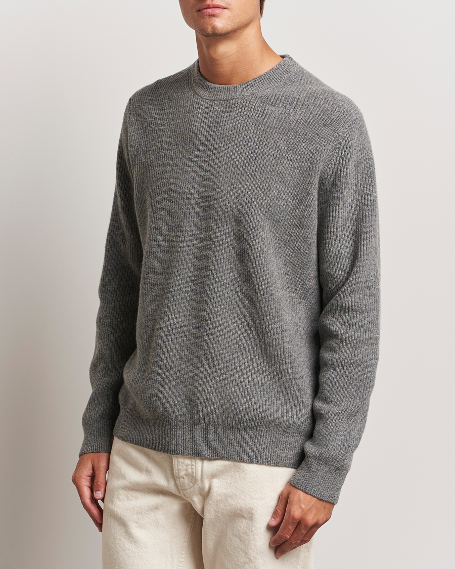 Herren | Pullover | Samsøe Samsøe | Isaks Knitted Crew Neck Dark Grey Melange