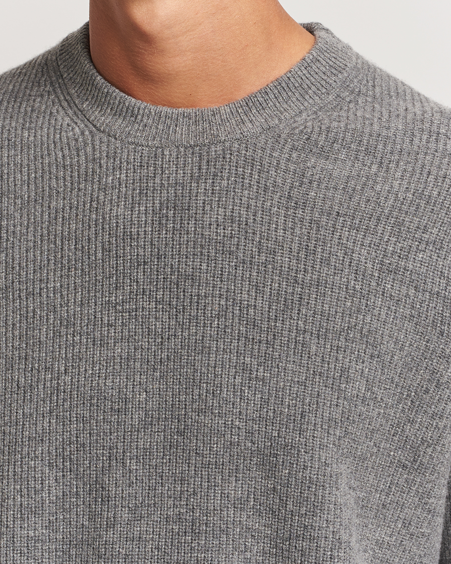 Herren | Pullover | Samsøe Samsøe | Isaks Knitted Crew Neck Dark Grey Melange