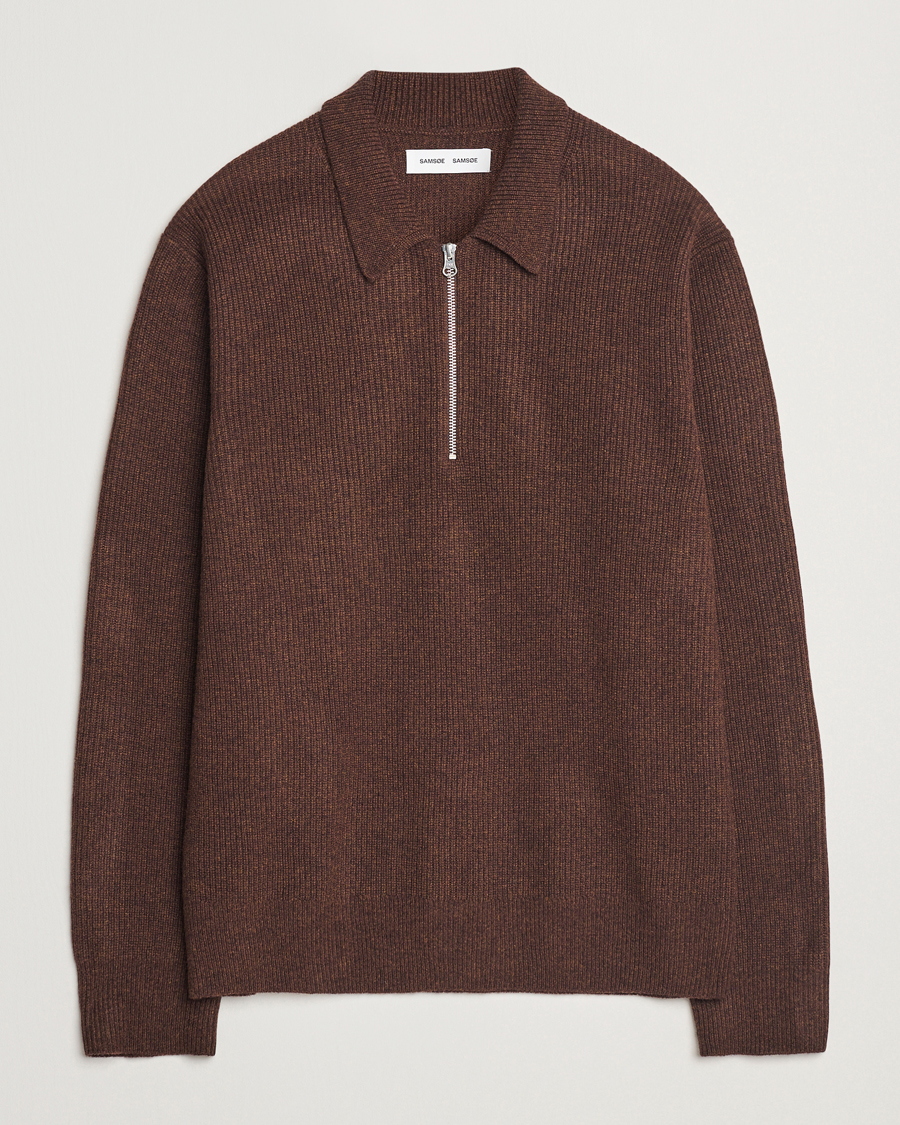 Herren | Pullover | Samsøe Samsøe | Saisaks Half Zip Polo Chocolate Brown