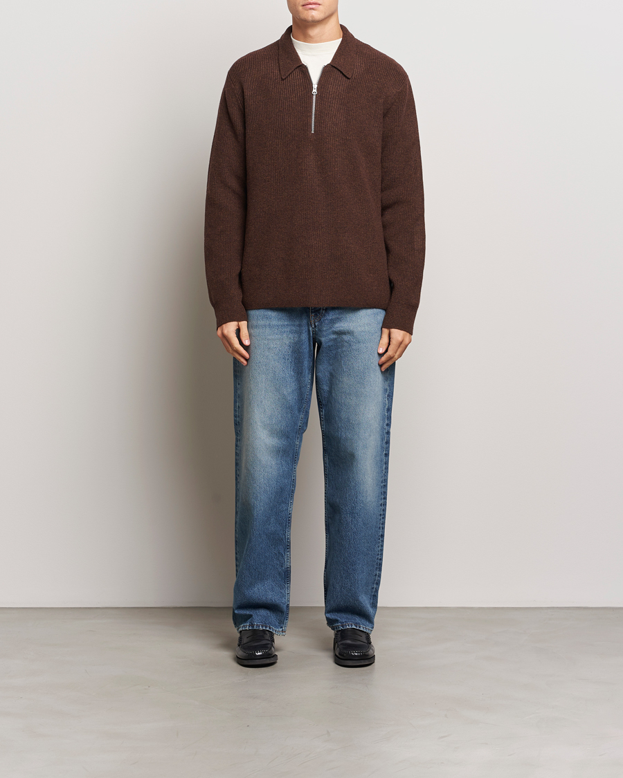 Herren | Pullover | Samsøe Samsøe | Saisaks Half Zip Polo Chocolate Brown