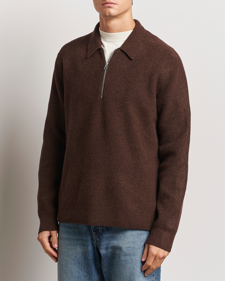 Herren | Pullover | Samsøe Samsøe | Saisaks Half Zip Polo Chocolate Brown
