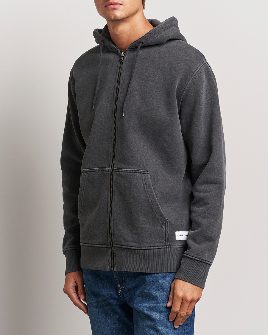 Herren | Pullover | Samsøe Samsøe | Pigment Dyed Full Zip Hoodie Black