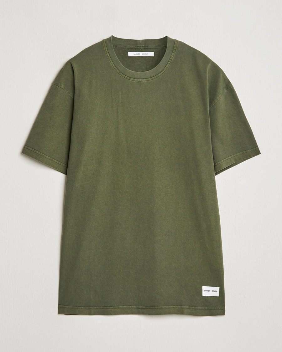 Herren | T-Shirts | Samsøe Samsøe | Pigment Dyed Crew Neck T-Shirt Forest Night